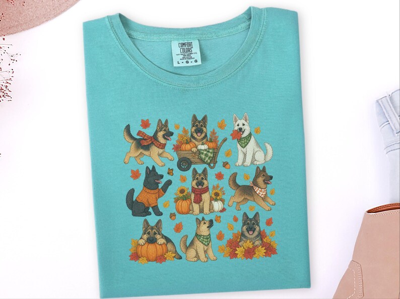 German Shepherd Fall Shirt, Autumn Dog Mom Gift, Cozy Season Sweatshirt, Puppy Lover Tee image 5