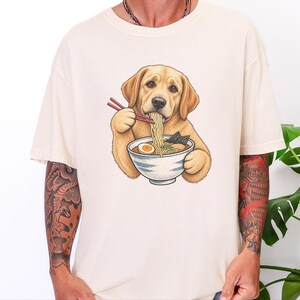 Yellow Lab Ramen Shirt, Labrador Retriever Gift, Noodle Lover Tee, Funny Dog Shirt, Labrador Mom Gift, Foodie Shirt, Dog Dad Shirt, Lab image 4