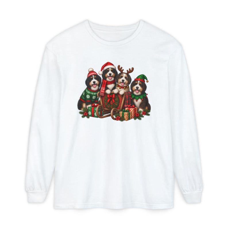 Christmas Bernedoodle Shirt, Festive Puppy Sweatshirt, Holiday Dog Lover Gift, Bernedoodle Christmas Gift, Winter Dog Shirt image 14