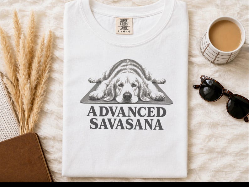Golden Retriever Yoga Shirt, Funny Yoga Shirt, Advanced Savasana Tee, Dog Lover Gift, Meditation Shirt, Yoga Class Gift, Animal Graphic Tee image 1