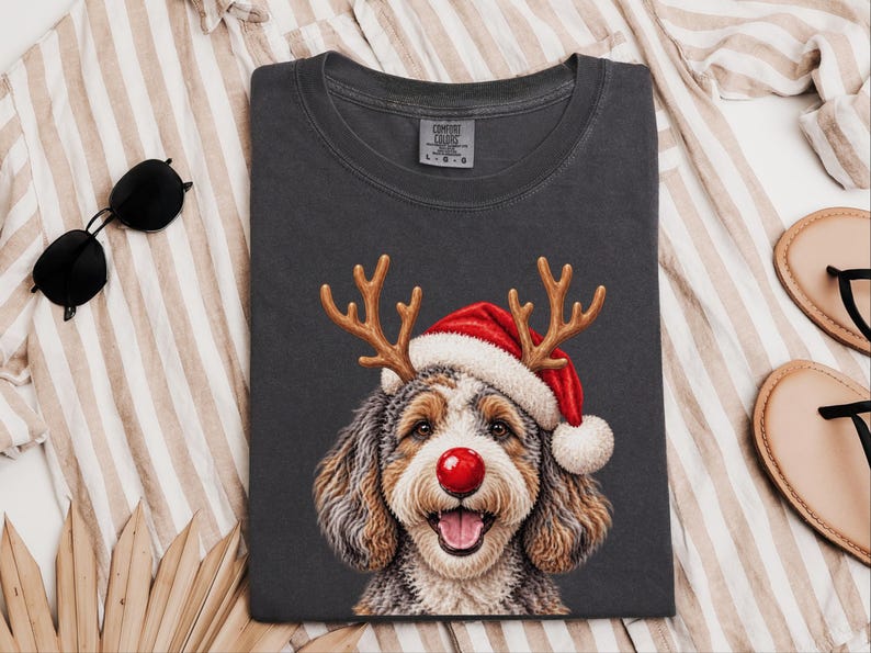 Aussiedoodle Christmas Shirt, Holiday Pet Gift, Christmas Dog Mom Sweatshirt, Festive Dog Tee, Aussiedoodle Lover Shirt image 4