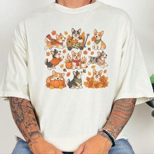 Autumn Corgi Shirt, Corgi Dog Gift, Fall Dog Mom Sweatshirt, Pumpkin Patch Tee, Corgi Lover Gift image 9