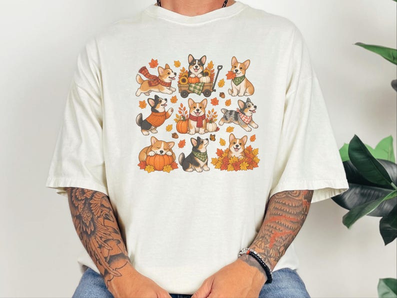 Autumn Corgi Shirt, Corgi Dog Gift, Fall Dog Mom Sweatshirt, Pumpkin Patch Tee, Corgi Lover Gift image 9