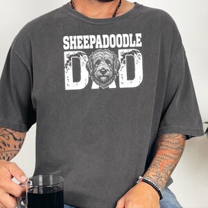 Comfort Colors Sheepadoodle Dad Tshirt for Men, Personalized Pet Portrait Tee, Funny Retro Dog Owner Apparel, Funny Graphic Tee image 3