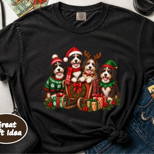Christmas Bernedoodle Shirt, Festive Puppy Sweatshirt, Holiday Dog Lover Gift, Bernedoodle Christmas Gift, Winter Dog Shirt image 6