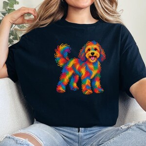 Cavapoo Shirt, Cavapoo Mom Gift, Colorful Dog Tee, Doodle Dog Art, Rainbow Puppy Graphic, Pet Lover Shirt image 1