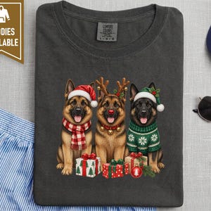 German Shepherd Christmas Sweatshirt, Festive Dog Mom Gift, Holiday Puppy Crewneck, Christmas Dog Shirt, GSD Lover Present image 5