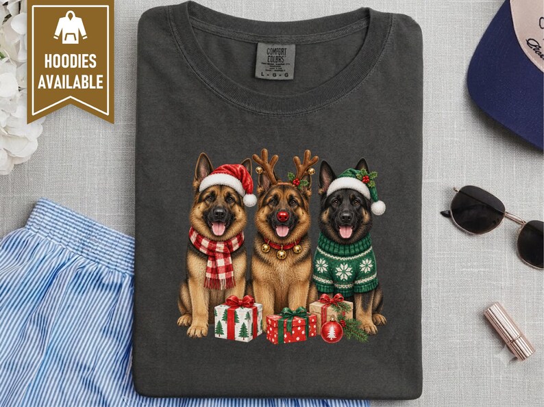 German Shepherd Christmas Sweatshirt, Festive Dog Mom Gift, Holiday Puppy Crewneck, Christmas Dog Shirt, GSD Lover Present image 5