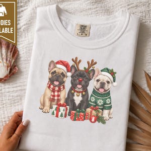 Christmas French Bulldog Shirt, Frenchie Christmas Gift, Holiday Dog Sweatshirt, Festive Pet Lover Tee, Cute Puppy Christmas Apparel image 10