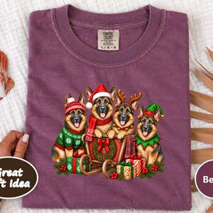 German Shepherd Christmas Shirt, Holiday Dog Lover Gift, Festive Gsd Mom Sweatshirt, Christmas Pet Tee, German Shepherd Owner Present image 4