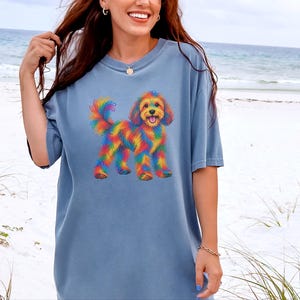 Cavapoo Shirt, Cavapoo Mom Gift, Colorful Dog Tee, Doodle Dog Art, Rainbow Puppy Graphic, Pet Lover Shirt image 5