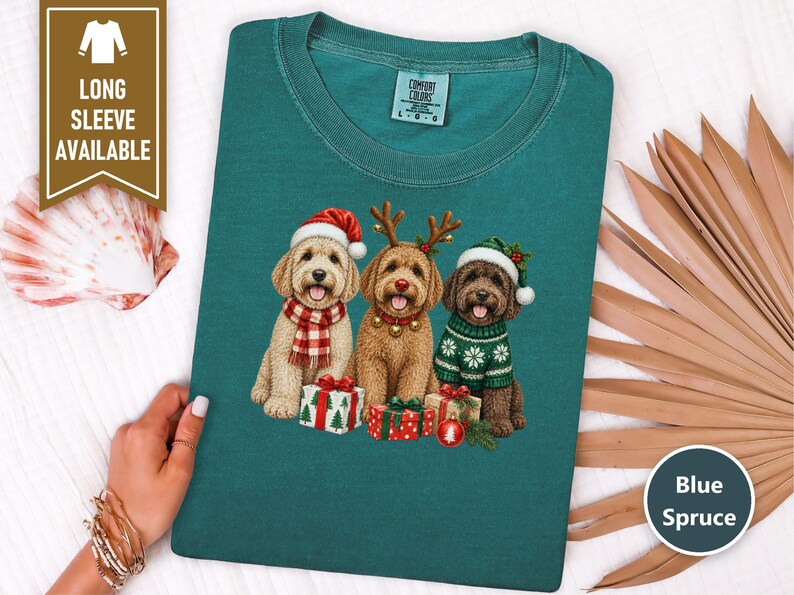 Labradoodle Christmas Sweatshirt, Holiday Dog Crewneck, Christmas Pet Shirt, Labradoodle Mom Gift, Festive Dog Lover Tee image 4