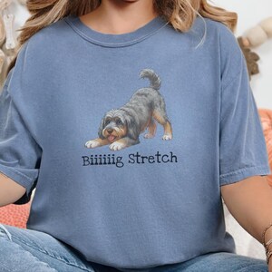 Camiseta elástica grande Comfort Colors Aussiedoodle Art, regalo divertido para amantes de los perros Doodle, camiseta para nuevos dueños de cachorros, para mamás y papás Goldendoodle, camiseta divertida para mascotas imagen 2