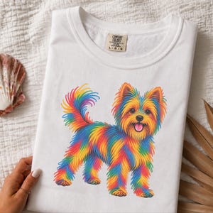 Yorkie Mom Shirt, Yorkie Lover Gift, Colorful Dog Tee, Yorkshire Dog Art, Puppy Graphic Tee, Dog Mom Sweatshirt image 1