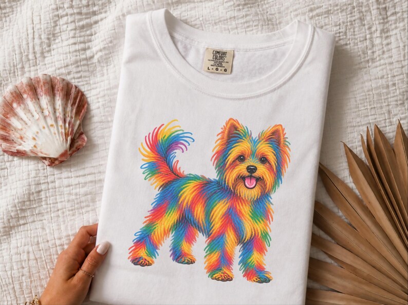 Yorkie Mom Shirt, Yorkie Lover Gift, Colorful Dog Tee, Yorkshire Dog Art, Puppy Graphic Tee, Dog Mom Sweatshirt image 1