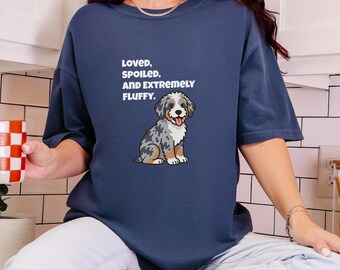 Comfort Colors Aussiedoodle Mom Shirt, Loved, Spoiled, and Extremely Fluffy Tee, Australian Shepherd Poodle Mix Tee, Doodle Dad Shirt