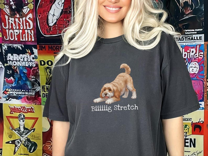 Camiseta divertida de Cockapoo de Comfort Colors, camiseta elástica extragrande, estampado artístico de perro Doodle juguetón, regalo para amantes de los Doodle marrones, regalo para mamás y papás de Cockapoo imagen 8