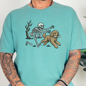 Labradoodle Skeleton Shirt, Spooky Labradoodle Dog Gift, Skeleton Dog Tee, Halloween Dog Shirt, Labradoodle Mom Owner Art, Funny Dog Shirt image 4