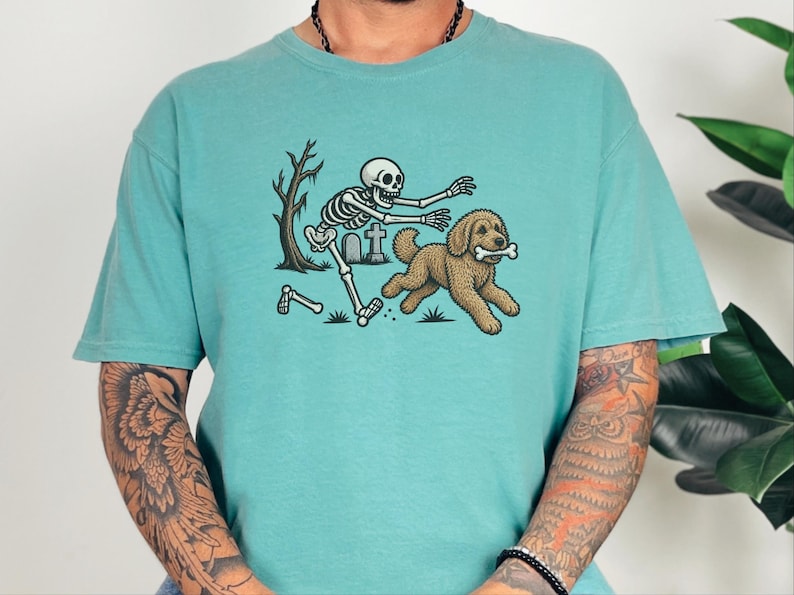 Labradoodle Skeleton Shirt, Spooky Labradoodle Dog Gift, Skeleton Dog Tee, Halloween Dog Shirt, Labradoodle Mom Owner Art, Funny Dog Shirt image 4
