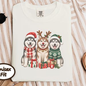 Husky Christmas Sweatshirt, Siberian Husky Holiday Gift, Dog Lover Winter Shirt, Festive Puppy Crewneck, Husky Mom Present image 7