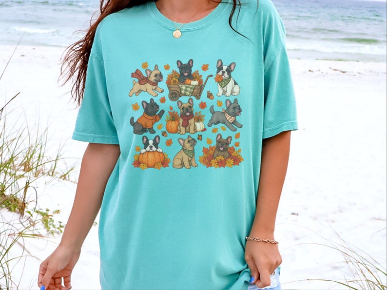 French Bulldog Fall Shirt, Frenchie Mom Gift, Autumn Dog Lover Tee, Pumpkin Season Sweater, Cute Puppy Graphic Top image 9