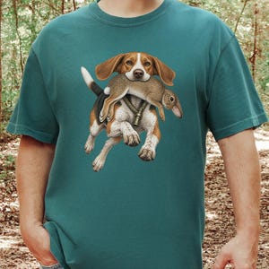 Camiseta de caza de beagle, regalo para cazadores de conejos, camiseta de perro sabueso, camiseta vintage para perros, regalo para deportistas al aire libre imagen 4