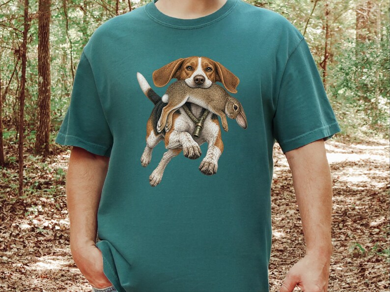 Camiseta de caza de beagle, regalo para cazadores de conejos, camiseta de perro sabueso, camiseta vintage para perros, regalo para deportistas al aire libre imagen 4
