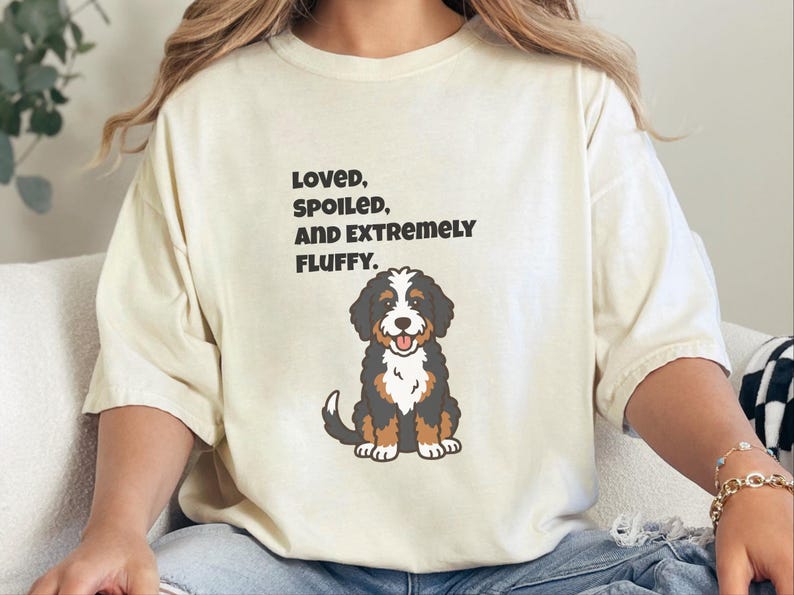 Comfort Colors Bernedoodle T-Shirt | Loved, Spoiled, and Extremely Fluffy Shirt | Funny Bernedoodle Customization, Bernedoodle Tee bild 8
