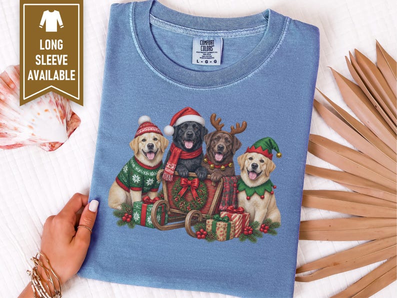 Christmas Dog Shirt, Labrador Christmas Gift, Black Lab Christmas Sweatshirt, Chocolate Lab Lover Shirt, Yellow Lab Holiday Tee image 4
