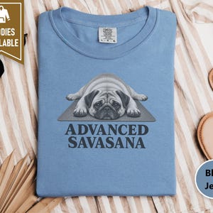 Pug Lover Shirt, Yoga Shirt Women, Pug Mom Gift, Funny Fitness Tee, Advanced Savasana Pug Shirt, Workout Humor Tee, Yoga Instructor Gift image 4