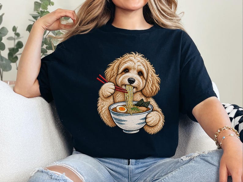Maltipoo Ramen Shirt, Ramen Lover Gift, Foodie Dog T Shirt, Noodle Lover Tee, Japanese Food Shirt image 5