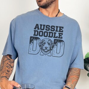 Comfort Colors Aussiedoodle Dad T-Shirt, Funny Retro Dog Lover Graphic Tee, Vintage Doodle Pet Parent Gift Idea, Best Dog Dad Apparel image 3