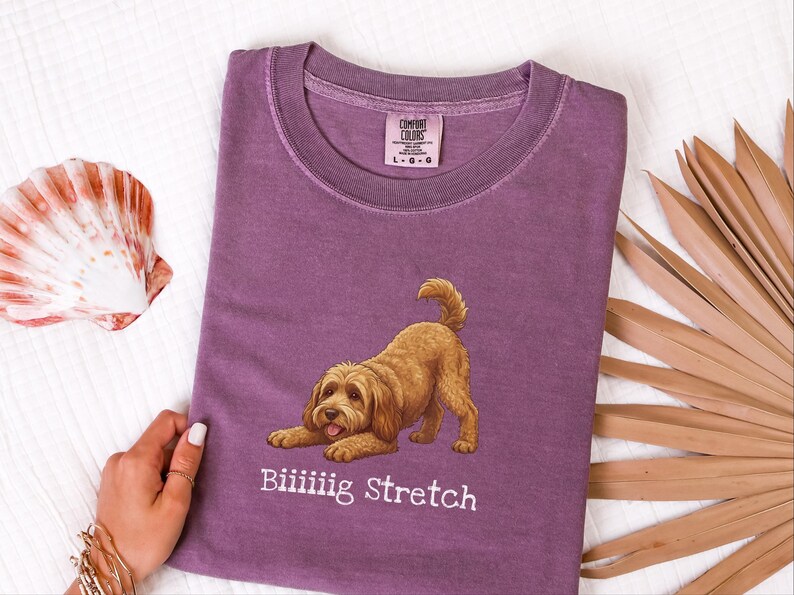 Comfort Colors Brown Doodle Dog Shirt, Biiiiig Stretch Funny Goldendoodle Print Tee, Labradoodle Dog Lover Gift, Fur Mama Puppy Present image 4