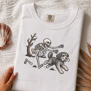 T-shirt squelette Schnoodle, T-shirt chien Halloween, T-shirt chien squelette humoristique, Cadeau pour maman Schnoodle, T-shirt pour amoureux des chiens pour la saison d'Halloween image 4
