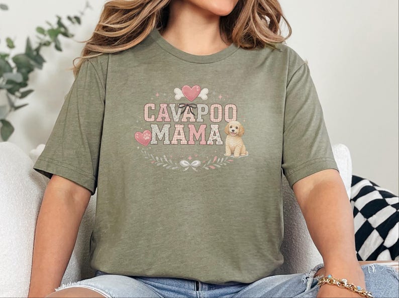Cavapoo Mom Shirt, Cavapoo Mama Dog Lover T-Shirt, Dog Owner Gift, Fur Mama Tee, Puppy Parent Present for Pet Owners, Cavapoo Owner Gift image 2
