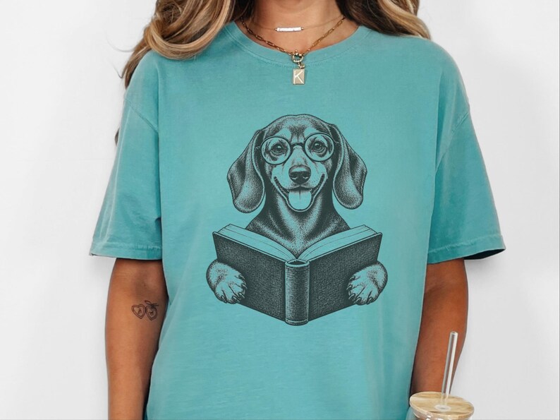 Camiseta de lectura para perros salchicha, regalo para amantes de los libros, camiseta de biblioteca para perros salchicha, regalo para mamás de perros salchicha, camiseta de biblioteca para perros salchicha imagen 3