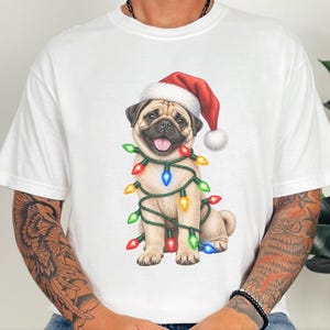 Pug Christmas Shirt, Christmas Pug Gift, Pug Lover Shirt, Holiday Pet Shirt, Santa Pug Tee image 6