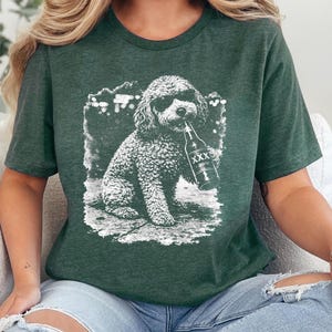 Cavapoo Drinking Beer Shirt | Funny Dog Tee, Silly Pet Portrait, Animal Lover Jumper for Cavapoo Mom, Silly Dog Shirt, Cavapoo Mom Shirt image 4