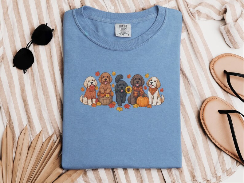 Herbstliches Hunde-Shirt, Geschenk für Cockapoo-Liebhaber, Herbstliches Hunde-Mama-Shirt, Gemütliches Herbst-T-Shirt Bild 5