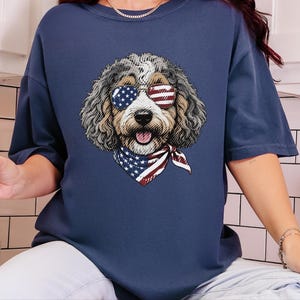Comfort Colors Patriotic Aussiedoodle Shirt, Semiquincentennial Independence Day Patriotic Dog Owner Clothing, American Goldendoodle Mother image 6