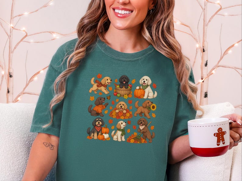 Cockapoo Fall Shirt, Pumpkin Dog Gift, Autumn Puppy Tee, Doodle Dog Lover Shirt, Fall Pet Owner Shirt image 9