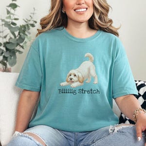 Camiseta elástica grande Comfort Colors para amantes de los Schnoodle, camiseta divertida con diseño de perro Doodle, regalo para mamás perrunas de color marrón esponjoso, regalo para papás dueños de Schnoodle imagen 4