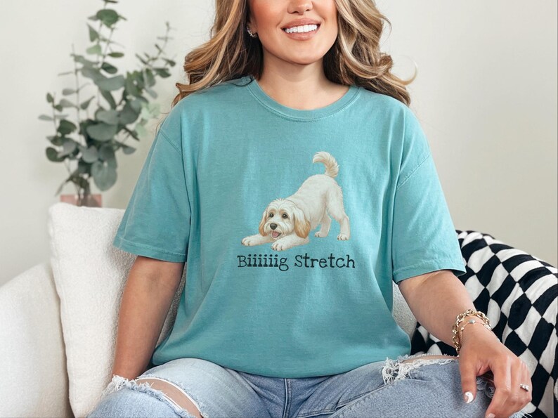 Camiseta elástica grande Comfort Colors para amantes de los Schnoodle, camiseta divertida con diseño de perro Doodle, regalo para mamás perrunas de color marrón esponjoso, regalo para papás dueños de Schnoodle imagen 4