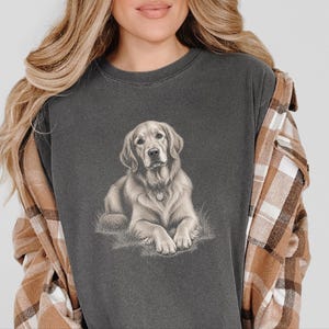 Golden Retriever Shirt, Golden Retriever Gift, Golden Retriever Dog Mom Tee, Vintage Sketch Print, Dog Lover Shirt image 8