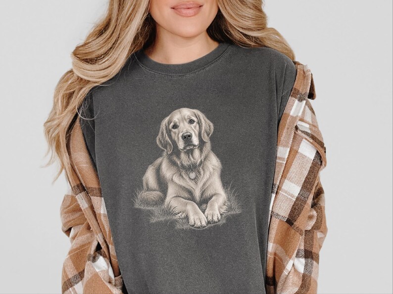 Golden Retriever Shirt, Golden Retriever Gift, Golden Retriever Dog Mom Tee, Vintage Sketch Print, Dog Lover Shirt image 8