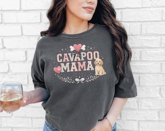 Cavapoo Mama Pink Bow Doodle Mom Sweatshirt Coquette Floral Gift