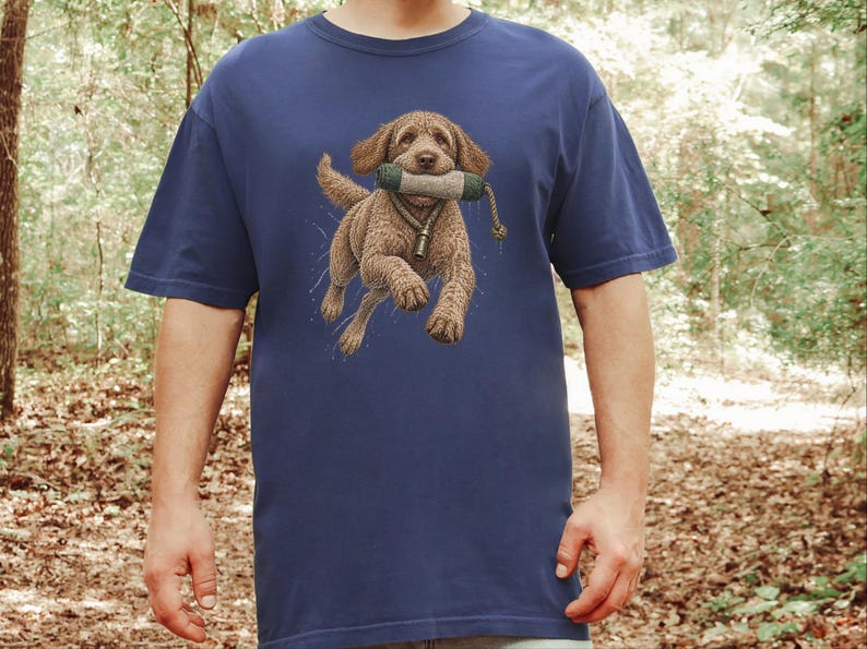 Labradoodle Shirt, Labradoodle Gift, Waterfowl Hunter, Hunting Dog Art, Outdoor Enthusiast, Duck Hunting Tee, Doodle Dog Dad Gift image 8