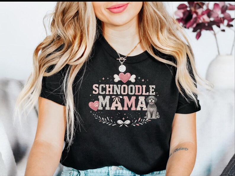 Schnoodle Mama Shirt, Schnoodle Lover Tee, Dog Mom Apparel, Cross-Breed Doodle Owner Gift, Pet Parent Wear, Trendy Comfy Everyday Top image 2