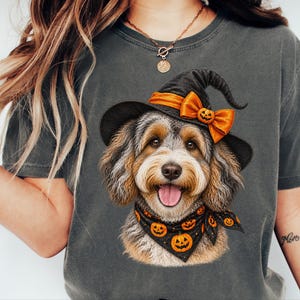 Witch Dog Shirt, Aussiedoodle Shirt, Doodle Mom Halloween Gift, Spooky Dog Lover Tee, Halloween Dog Shirt image 11