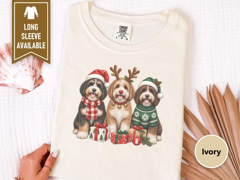 Bernedoodle Christmas Sweatshirt, Festive Dog Crewneck, Christmas Bernedoodle Gift, Holiday Dog Lover Shirt, Winter Puppy Sweatshirt afbeelding 5